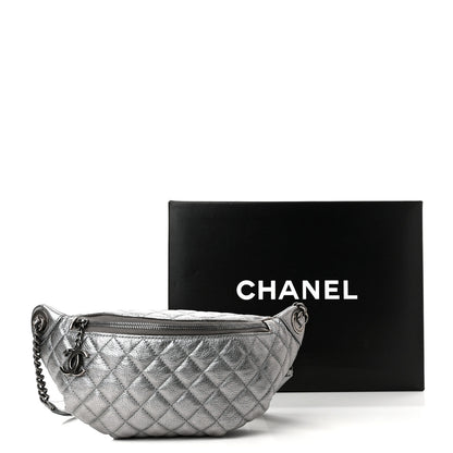Chanel Metallic Calfskin Quilted Banane Waist Bag Fanny Pack Silver 12 of 12