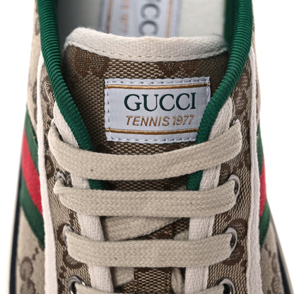 Gucci GG Monogram Web Mens 1977 Tennis Sneakers 6 Beige Ebony Mystic White 8 of 9