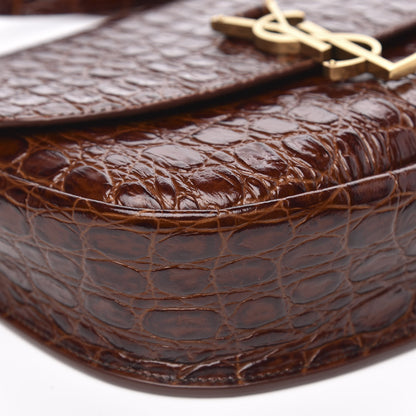 Saint Laurent Crocodile Embossed Calfskin Medium Kaia Satchel Rusty Brown 7 of 10