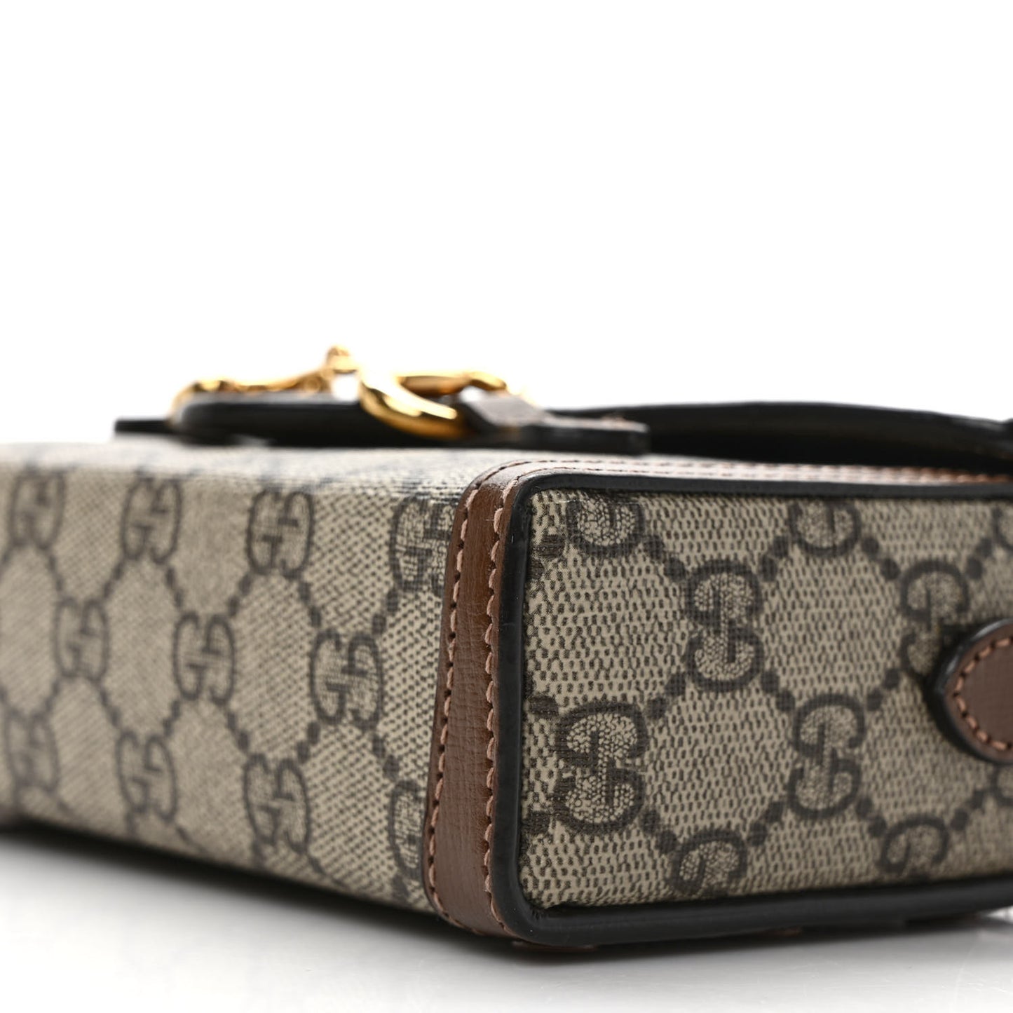 GG Supreme Monogram Mini Horsebit 1955 Shoulder Bag Beige Brown Sugar