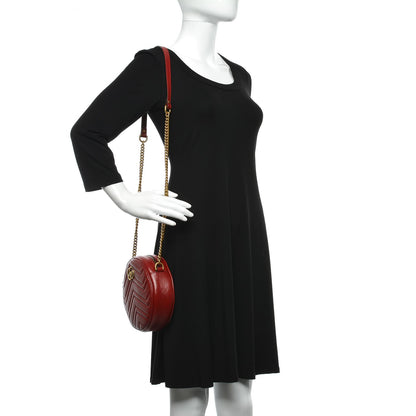 Gucci Glazed Calfskin Matelasse Heart Mini GG Marmont Round Shoulder Bag Romantic Cerise 2 of 7