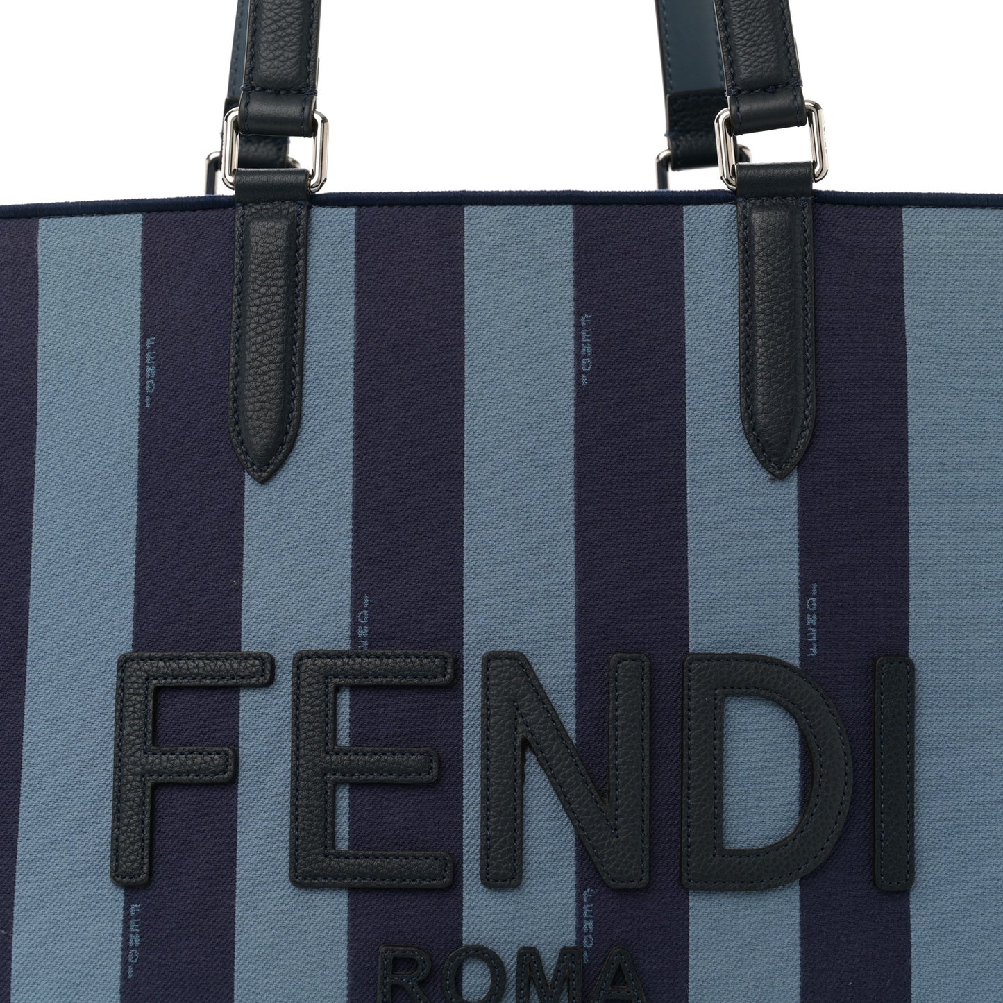 Pequin Vitello Logo Shopper Tote Blue