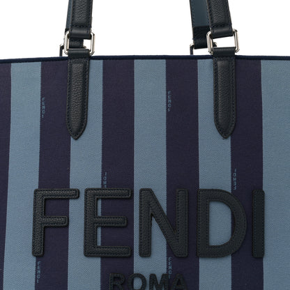 Fendi Pequin Vitello Logo Shopper Tote Blue 8 of 12