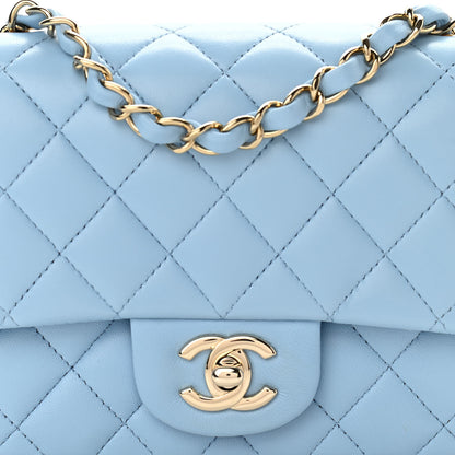 Chanel Lambskin Quilted Mini Square Flap Light Blue 7 of 9
