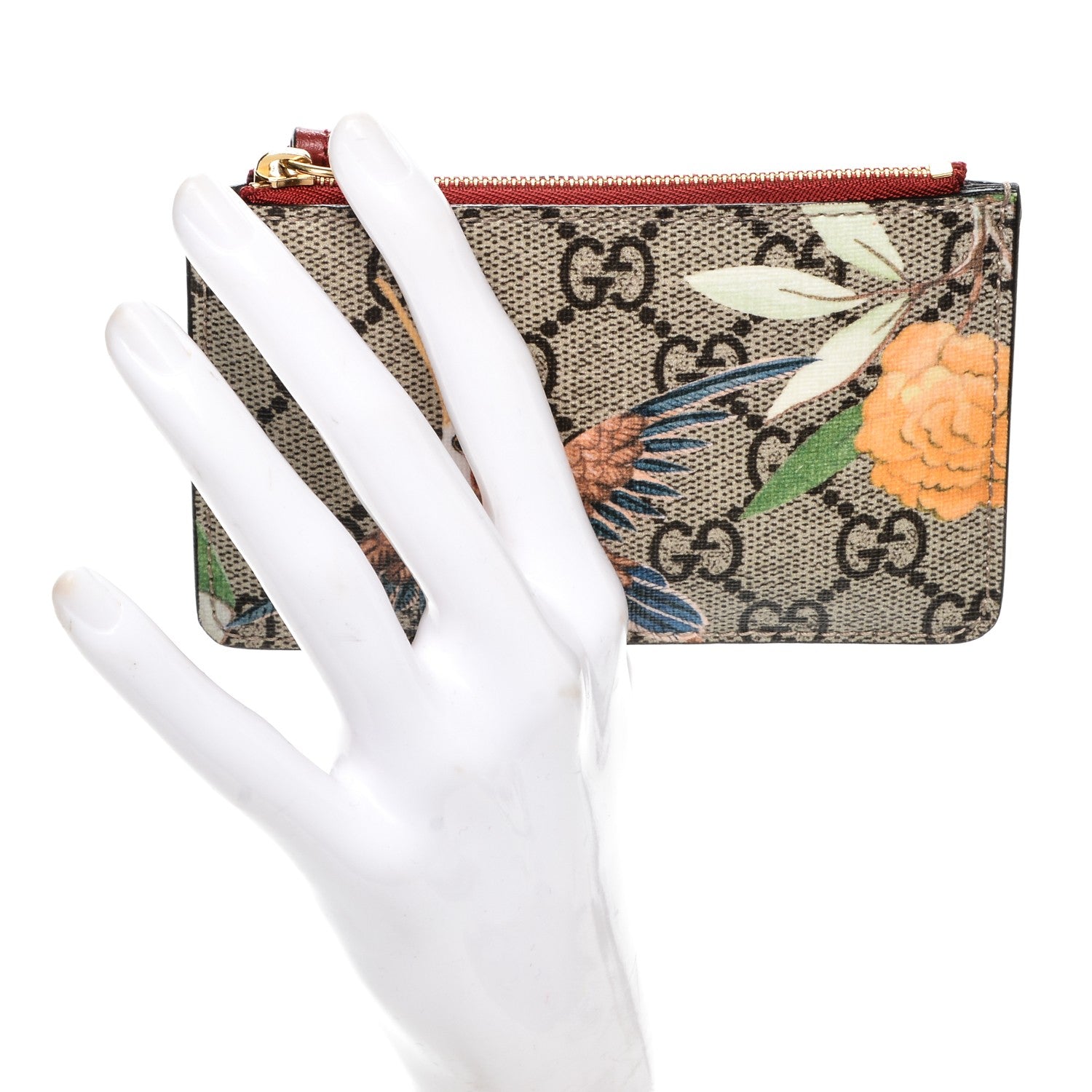 Gucci GG Supreme Monogram Tian Key Case Beige Multicolor Red 2 of 6