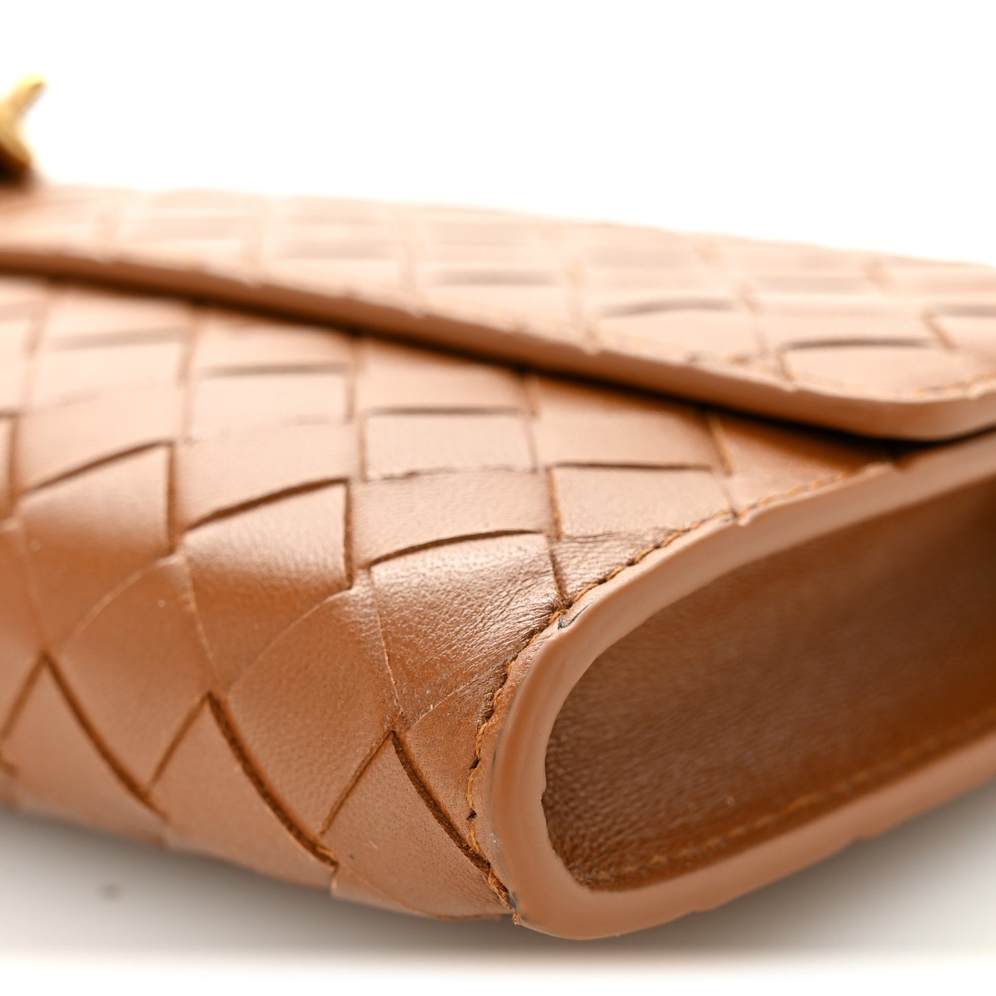 Nappa Intrecciato Long Andiamo Top Handle Clutch Cognac Cognac