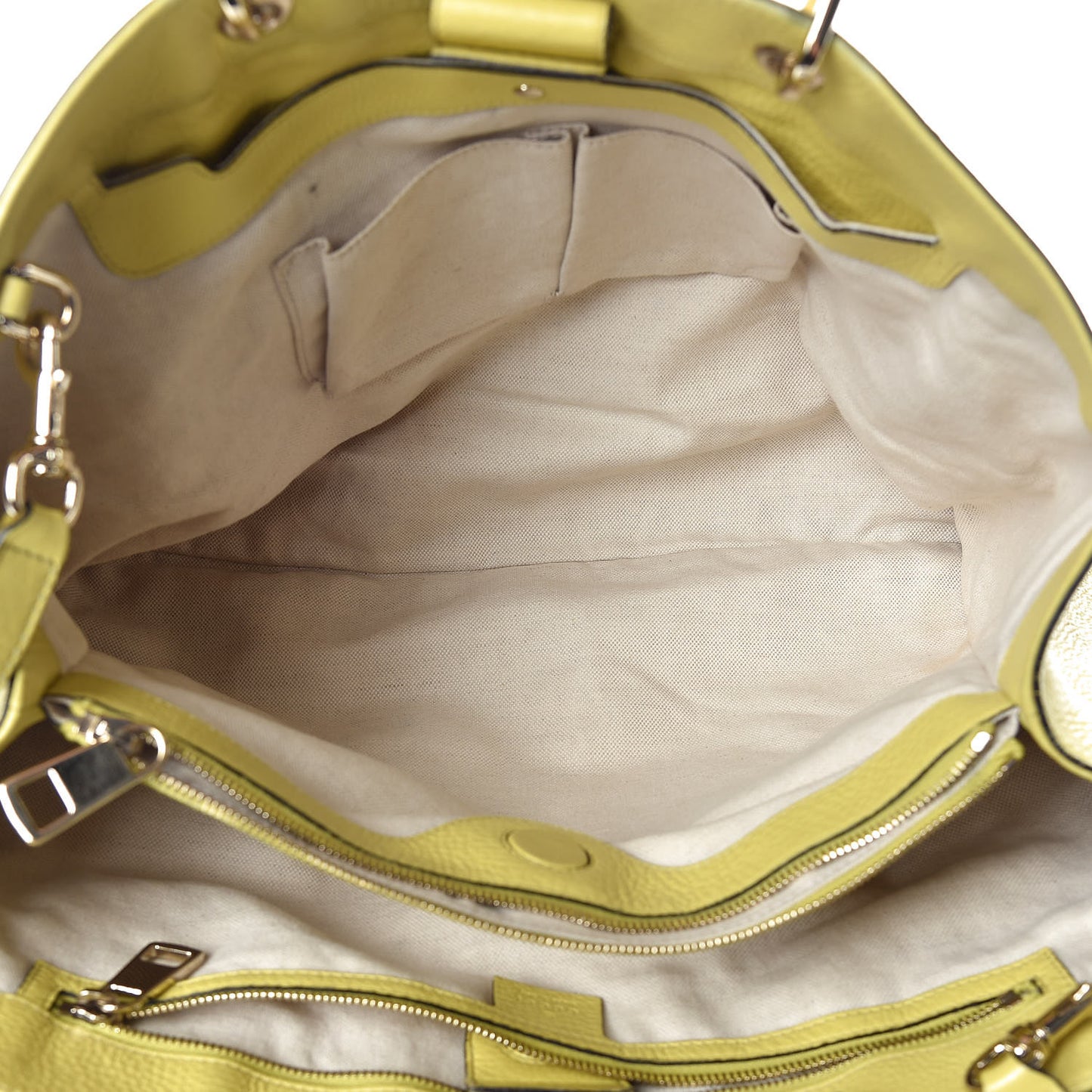 Pebbled Calfskin Large Bamboo Shopper Tote Citrus