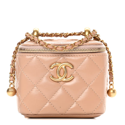 Chanel Calfskin Quilted Mini Perfect Fit Vanity Case With Chain Beige 1 of 15