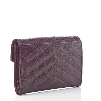 Saint Laurent Grain De Poudre Matelasse Chevron Small Monogram Envelope Wallet Bordeaux 2 of 6