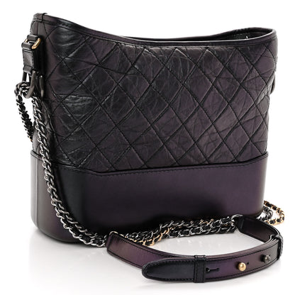 Chanel Iridescent Aged Calfskin Quilted Medium Gabrielle Hobo Black 3 of 11