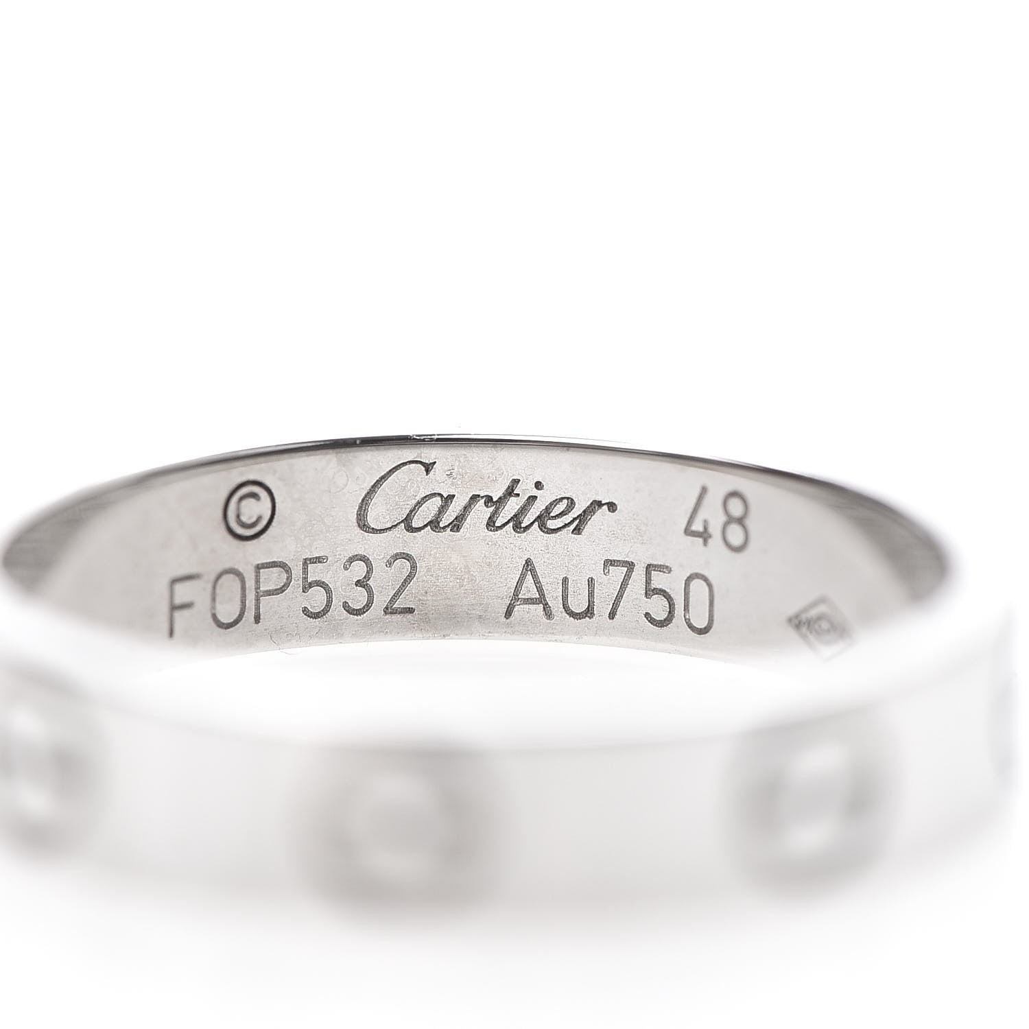 Cartier 18K White Gold 3.5mm LOVE Wedding Band Ring 48 4.5 4 of 5