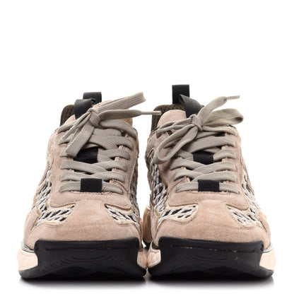 Chanel Suede Calfskin Embroidered CC Sneakers 38 Beige Black 2 of 9