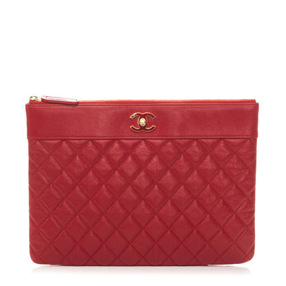 Chanel Sheepskin Quilted Medium Vintage Mademoiselle Cosmetic Case Red 1 of 7