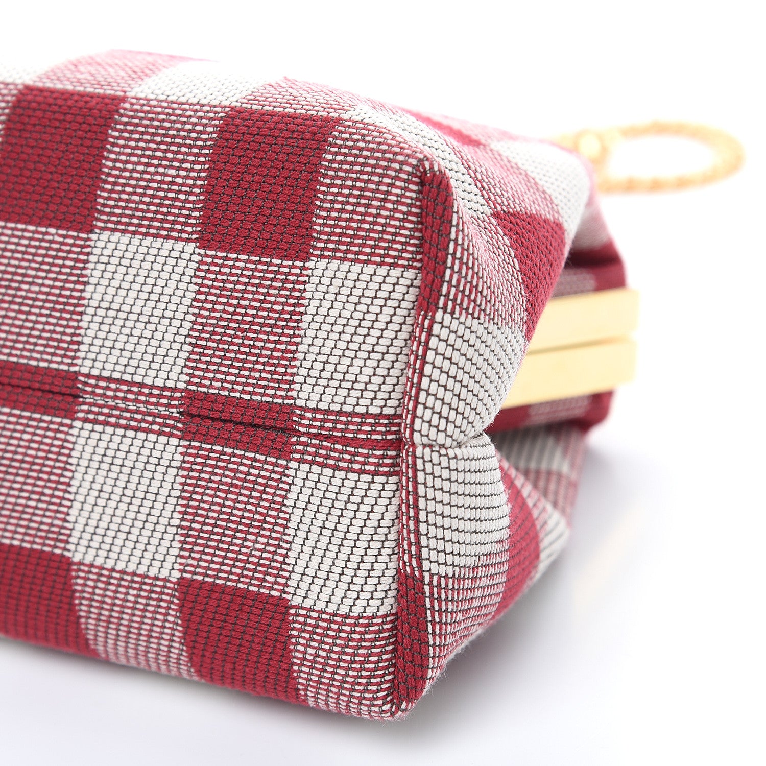 Mansur Gavriel Checker Canvas Mini Volume Chain Clutch Flamma 8 of 8