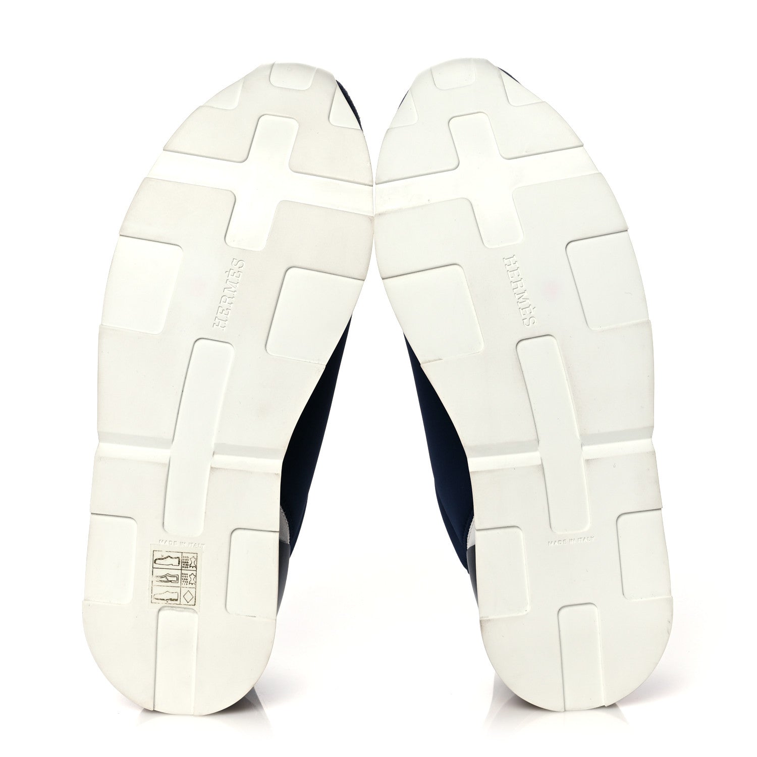 Hermes Technical Canvas Calfskin Suede Goatskin Womens Buster Sneakers 37 Marine White 5 of 10