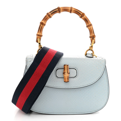Gucci Snakeskin Small Bamboo 1947 Top Handle Bag Light Blue 1 of 14