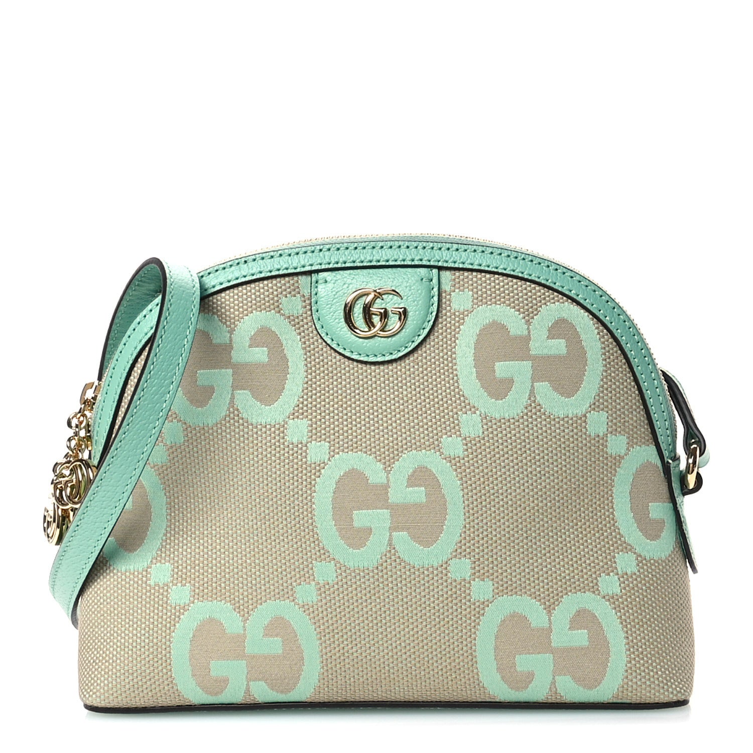 Gucci Monogram Jumbo GG Textured Dollar Calfskin Small Ophidia Dome Shoulder Bag Beige Pepperlight Mint 8 of 10