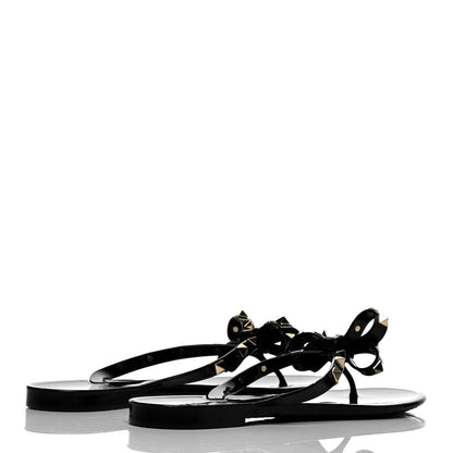 Valentino Garavani PVC Jelly Rockstud Bow Thong Sandals 40 Black 4 of 7