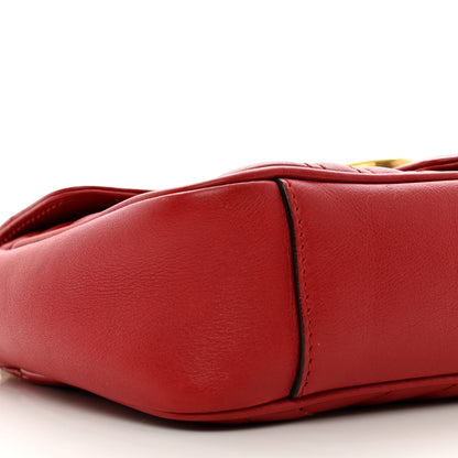 Gucci Calfskin Matelasse Mini GG Marmont Shoulder Bag Hibiscus Red 9 of 11