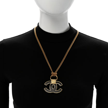 Chanel Metal Resin CC Pendant Necklace Gold 2 of 6
