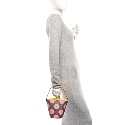 Gucci GG Supreme Monogram Childrens Printed Smile Bucket Bag Beige Dark Brown Yellow Pink 2 of 10