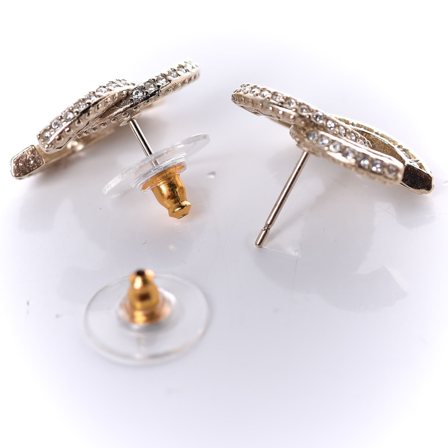 Chanel Crystal CC Earrings Gold 4 of 5