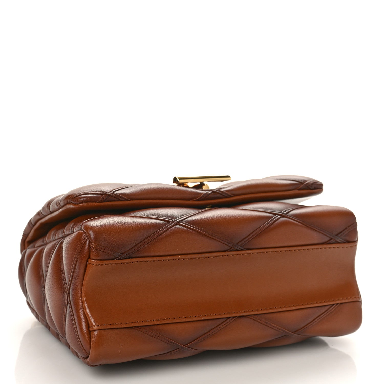 Louis Vuitton Lambskin Malletage Top Handle GO-14 MM Tan 5 of 9