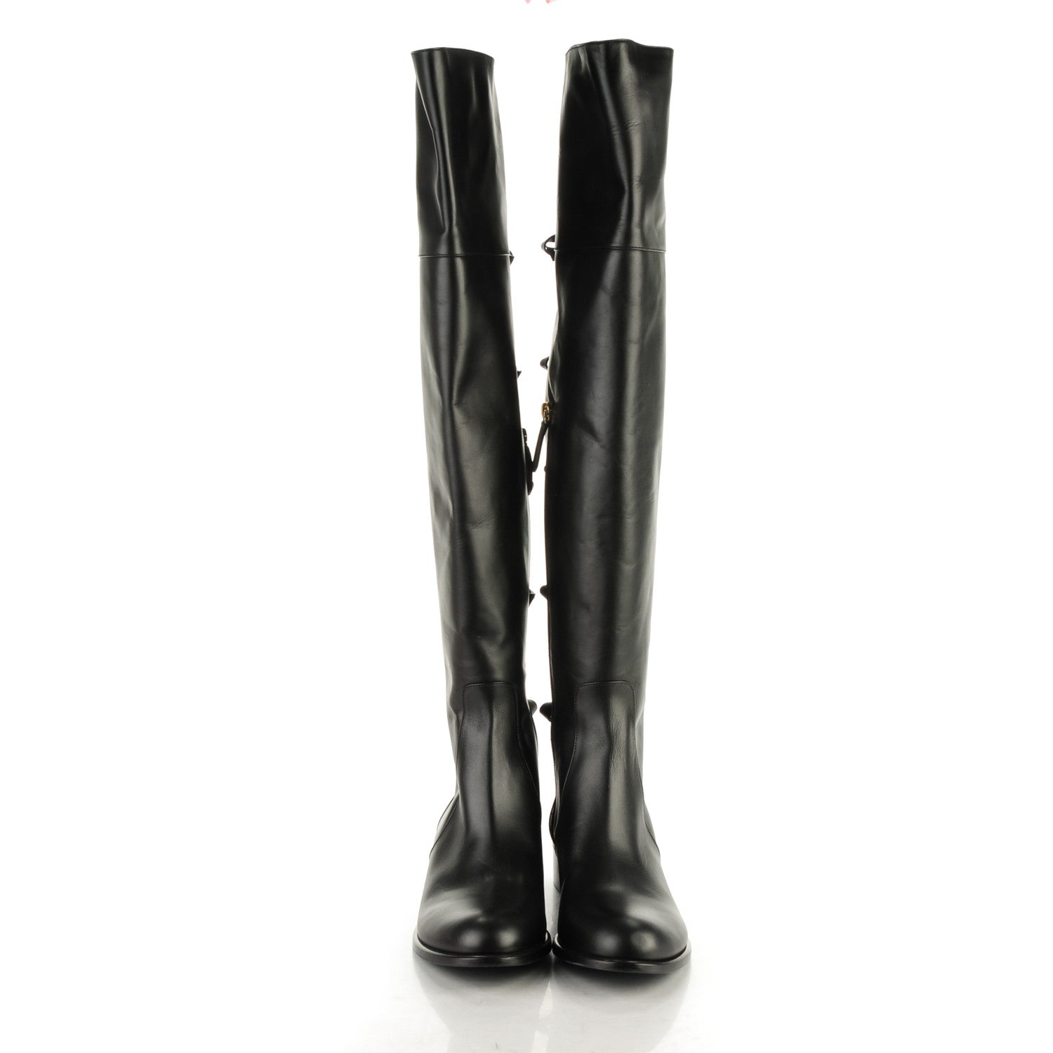 Valentino Garavani Calfskin Multi Bow Over the Knee Boots 40.5 Black 2 of 6