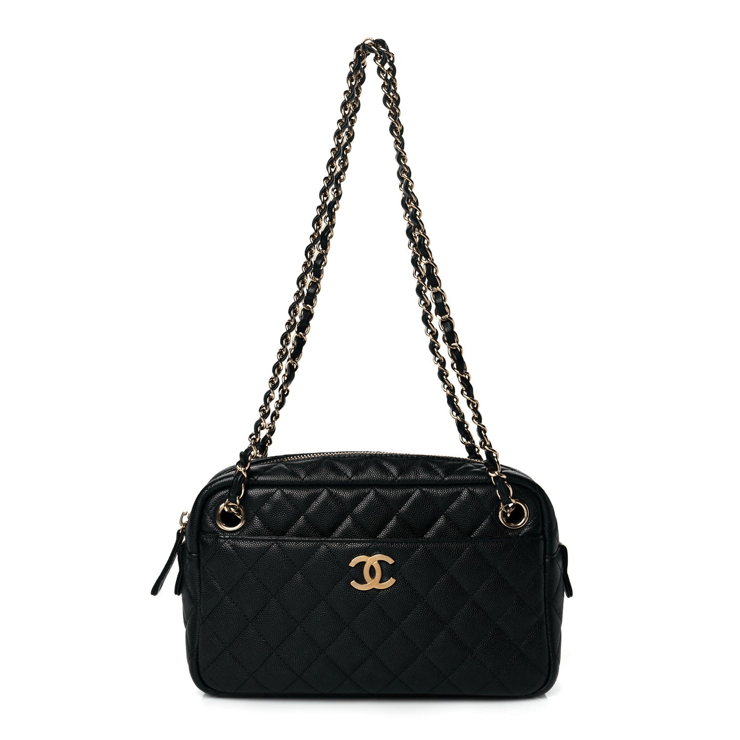 Caviar Quilted Camera Case Black