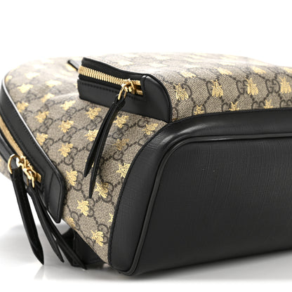 Gucci GG Supreme Monogram Bees Print Small Day Backpack Beige Oro Black 9 of 12