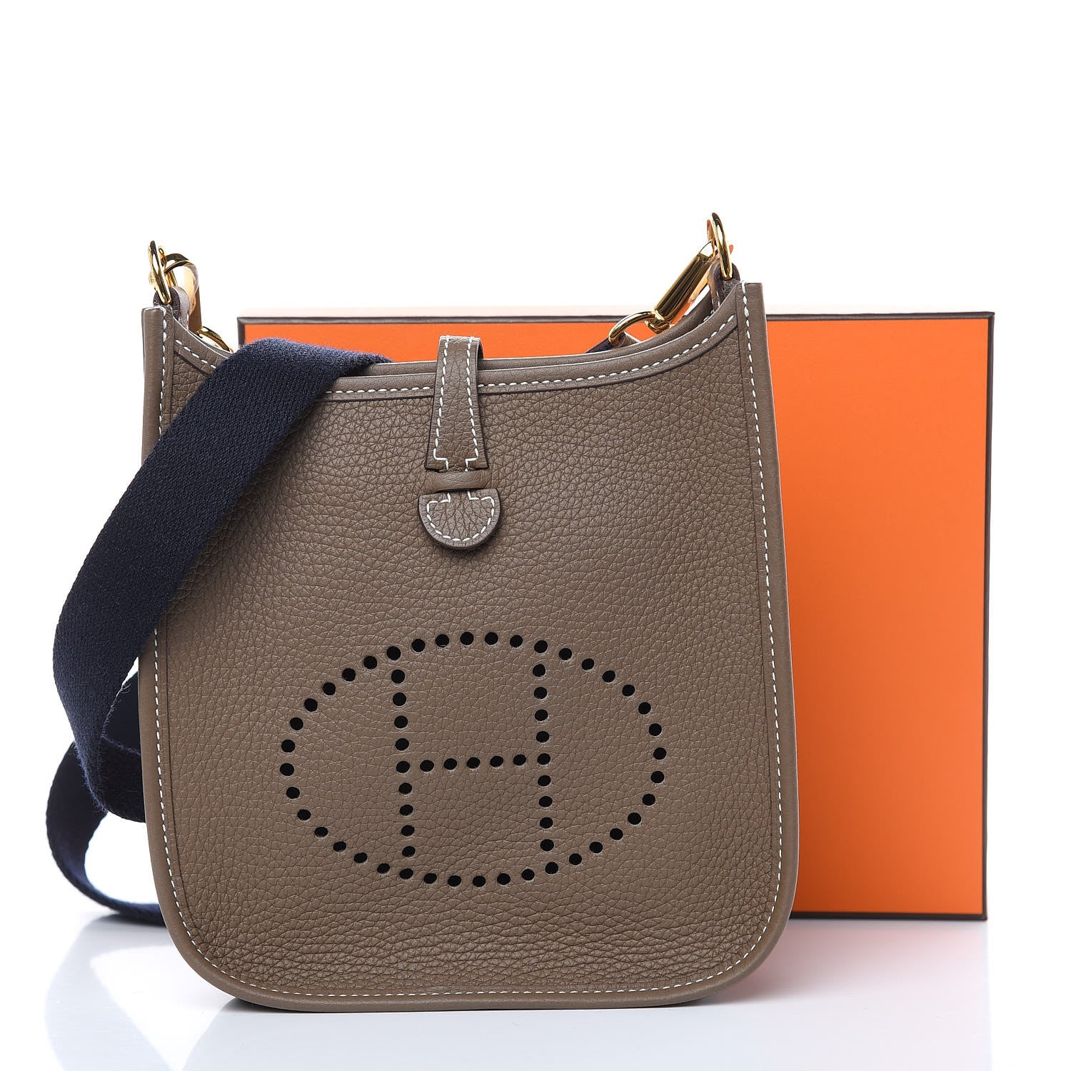 Hermes Taurillon Clemence Amazone Evelyne TPM Etoupe Bleu Indigo 11 of 11