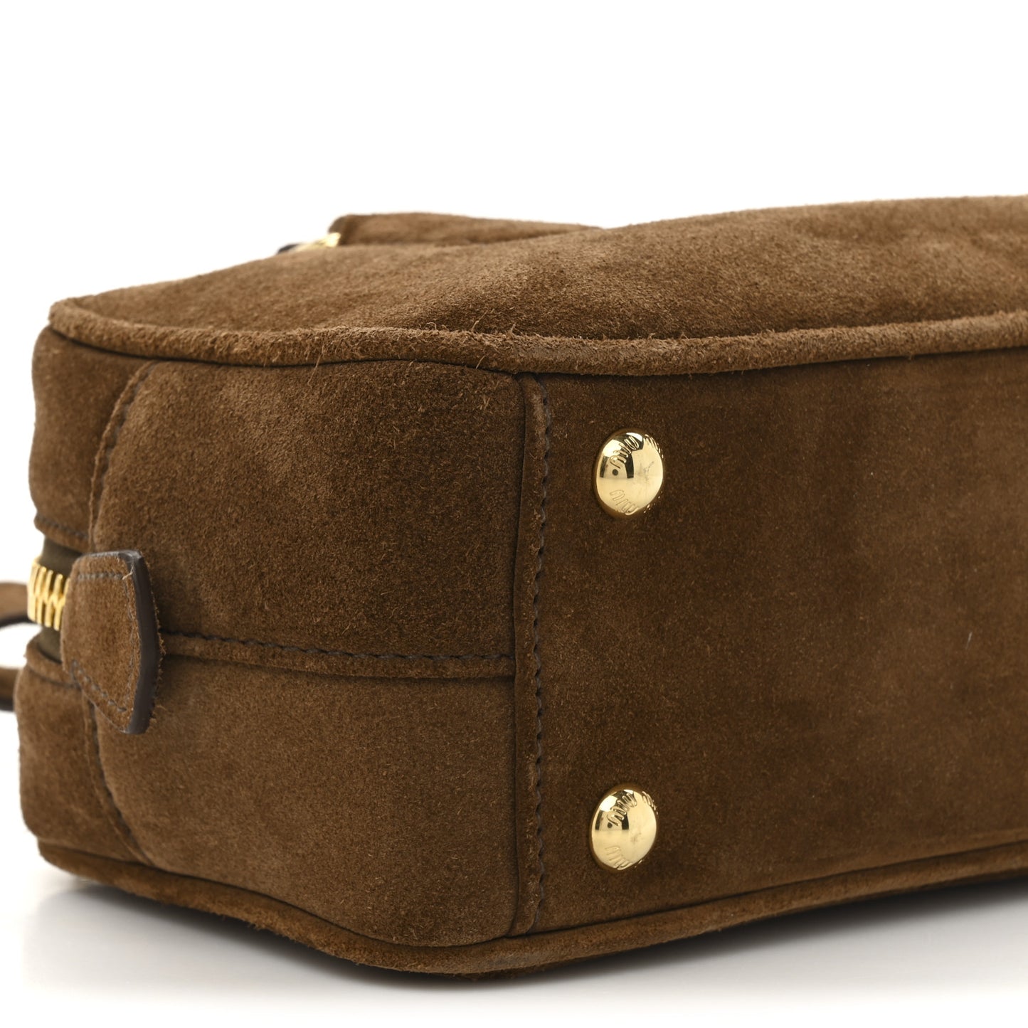 Suede Padded Regular Arcadie Top Handle Bag Cocoa Brown