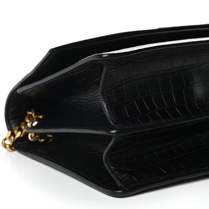 Saint Laurent Calfskin Crocodile Embossed Monogram Medium Sunset Black 7 of 10