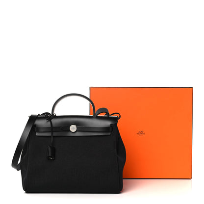 Hermes Military Toile Vache Hunter Herbag Zip Retourne 31 PM Black 16 of 16