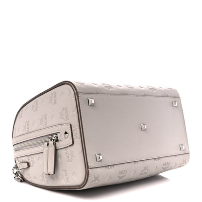 MCM Calfskin Ottomar Monogram Essential Boston Bag Dove 4 of 12