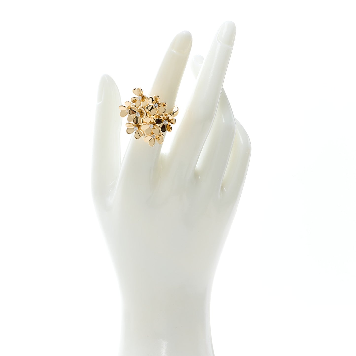 18K Yellow Gold Diamond Frivole 8 Flowers Ring 51 5.75