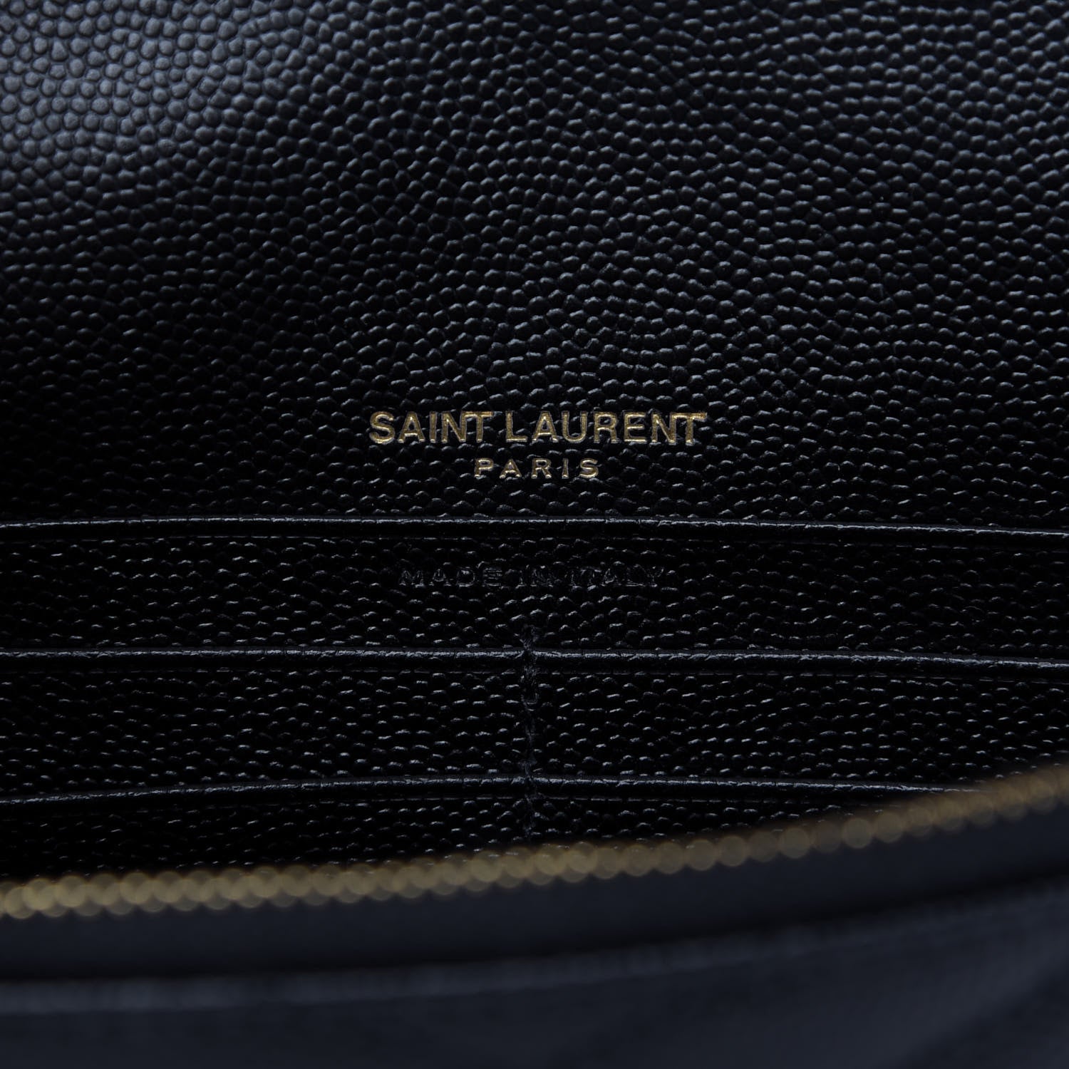 Saint Laurent Grain De Poudre Matelasse Chevron Monogram Envelope Chain Wallet Black 8 of 9
