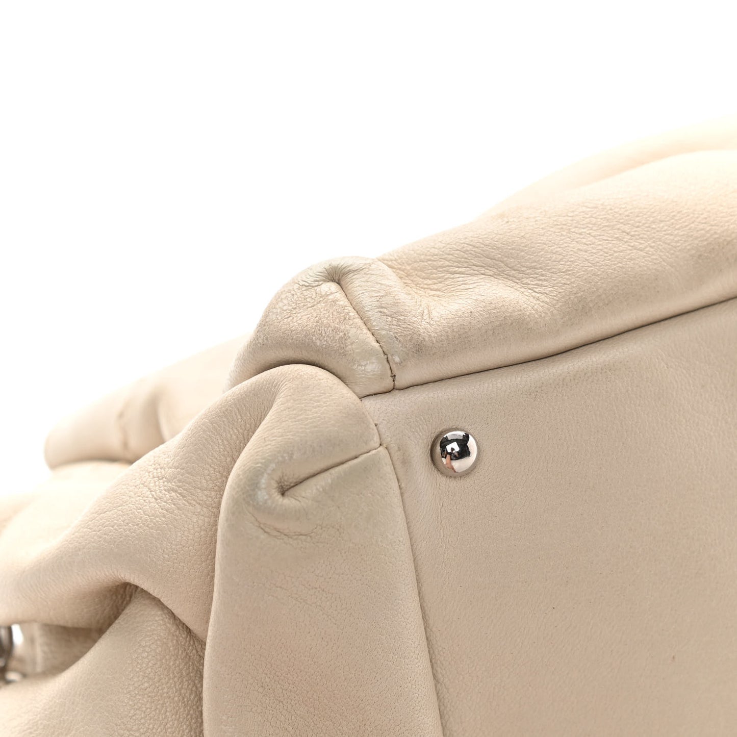 Lambskin Quilted Bowler Flap Shoulder Bag White