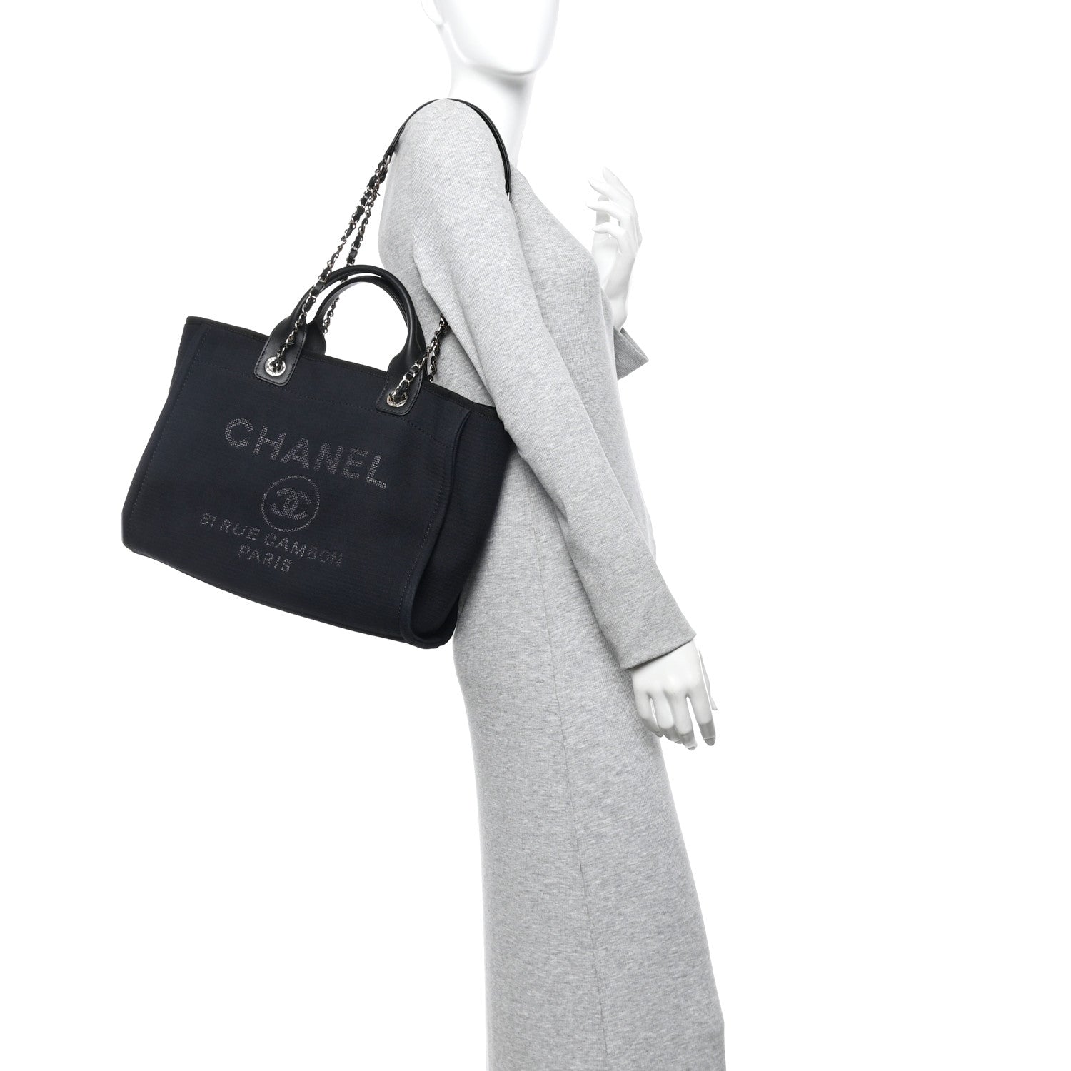 Chanel Mixed Fibers Small Deauville Tote Black 2 of 12