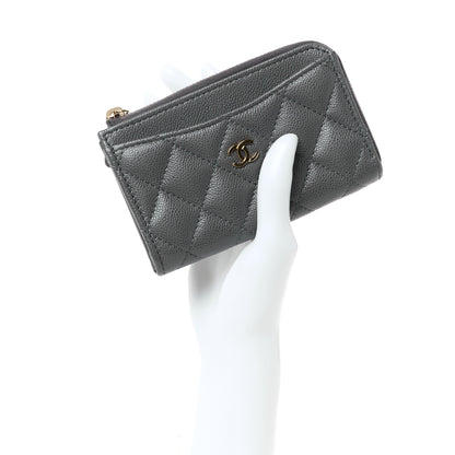 Chanel Caviar Quilted CC Zip Around Card Holder Grey 2 of 11