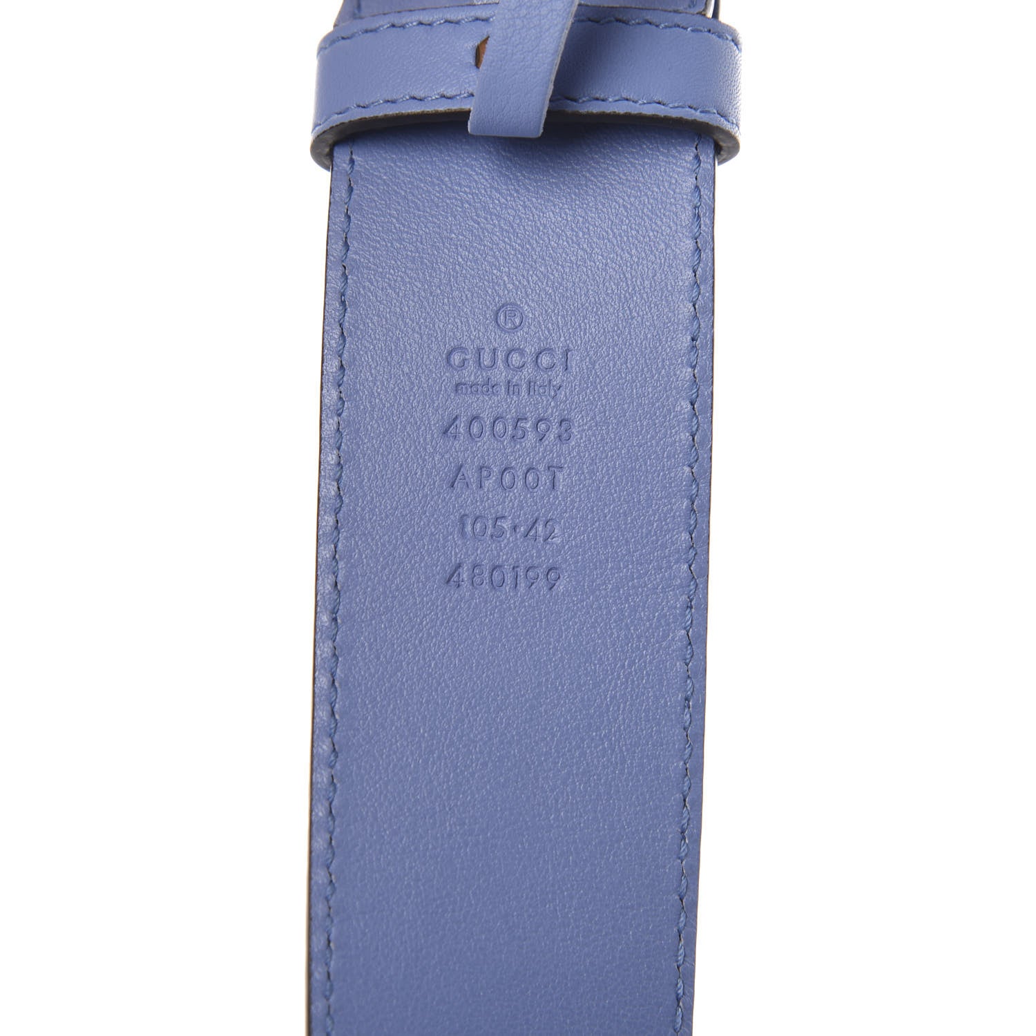 Gucci Calfskin Double G 40mm Belt 105 42 Clear Sky Blue 3 of 5