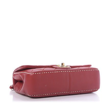Chanel Lambskin Quilted Medium Contrast Stitch Flap Red 5 of 10