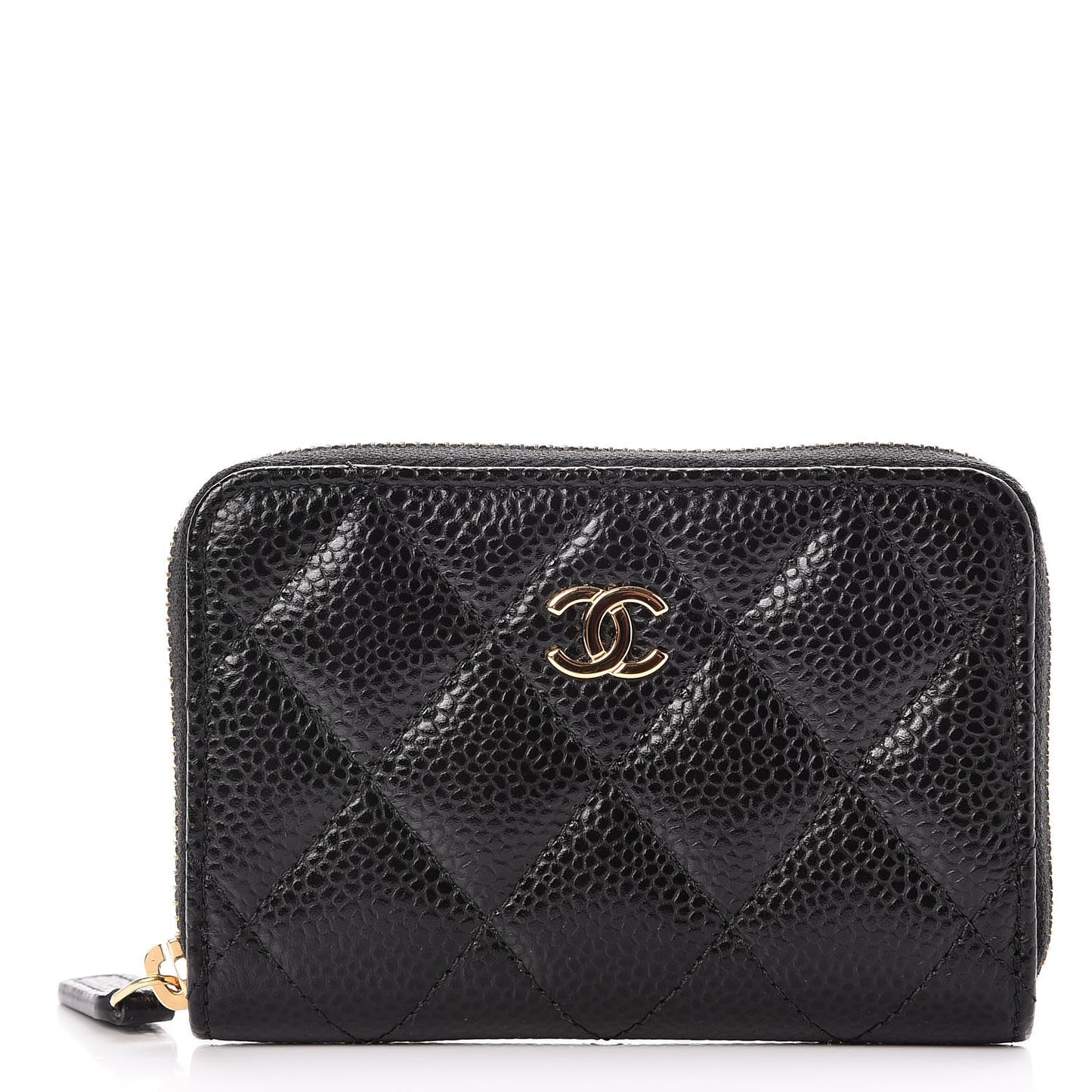 Caviar Quilted Zip Coin Purse Black