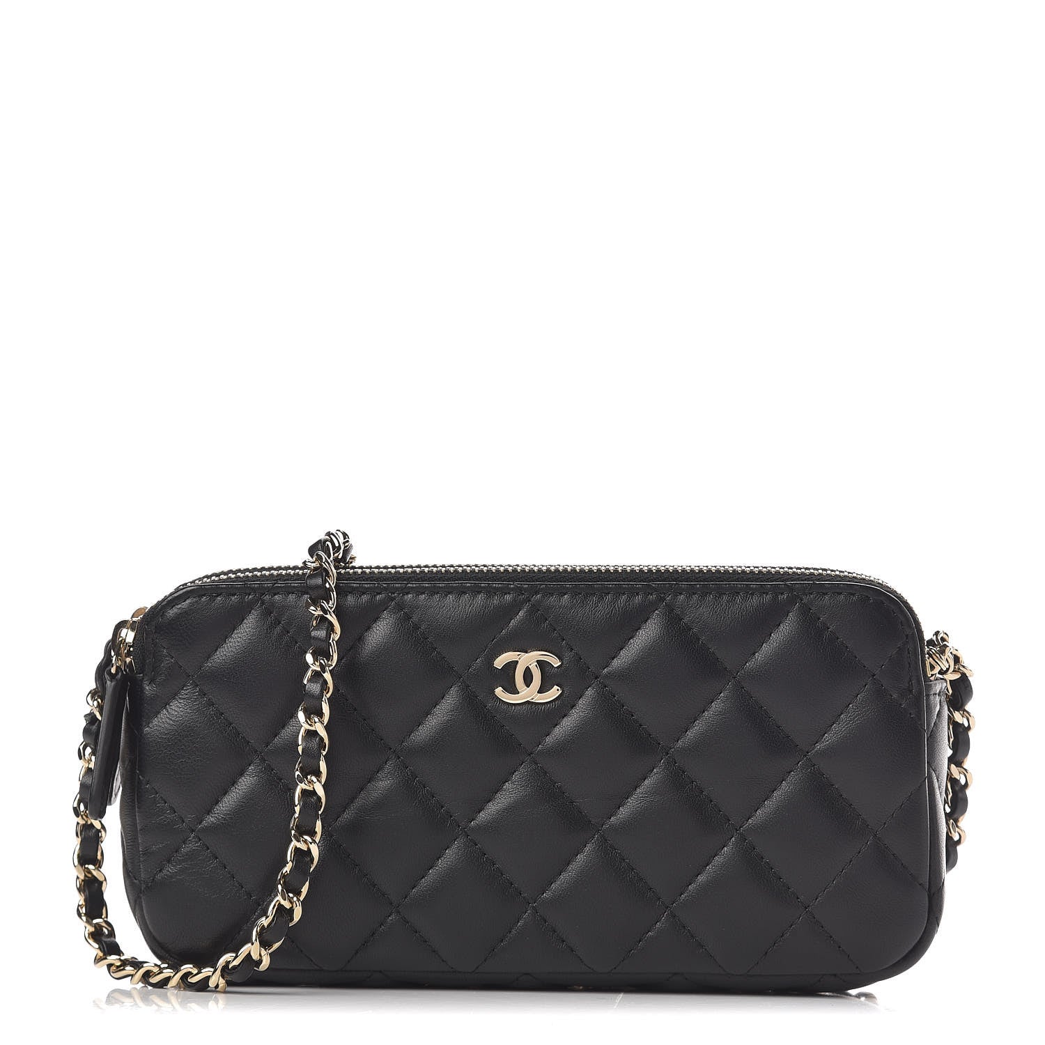 Chanel Lambskin Quilted Small Clutch With Chain Black 1 of 12