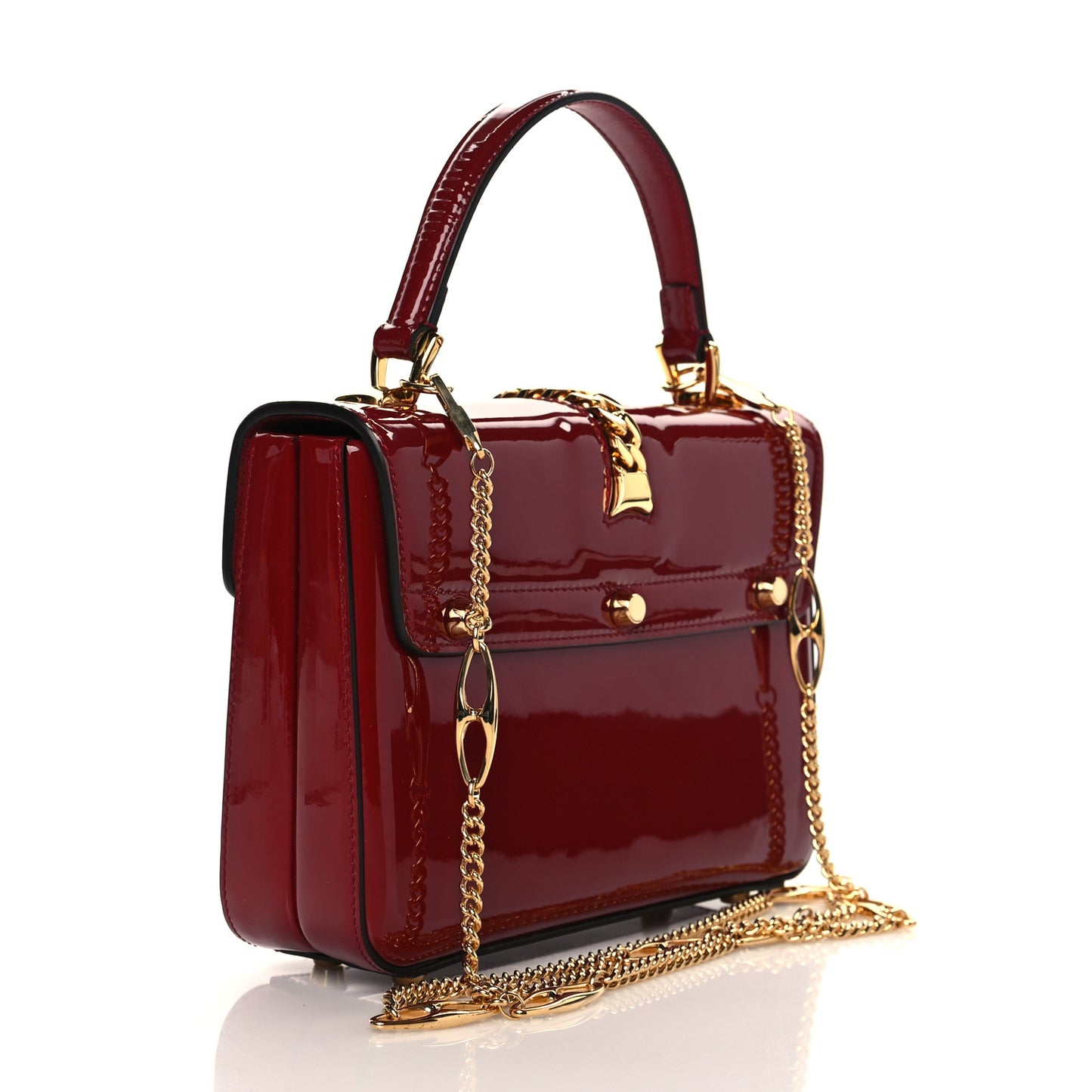 Mousse Top Patent Mini Sylvie 1969 Top Handle Bag New Cherry Red