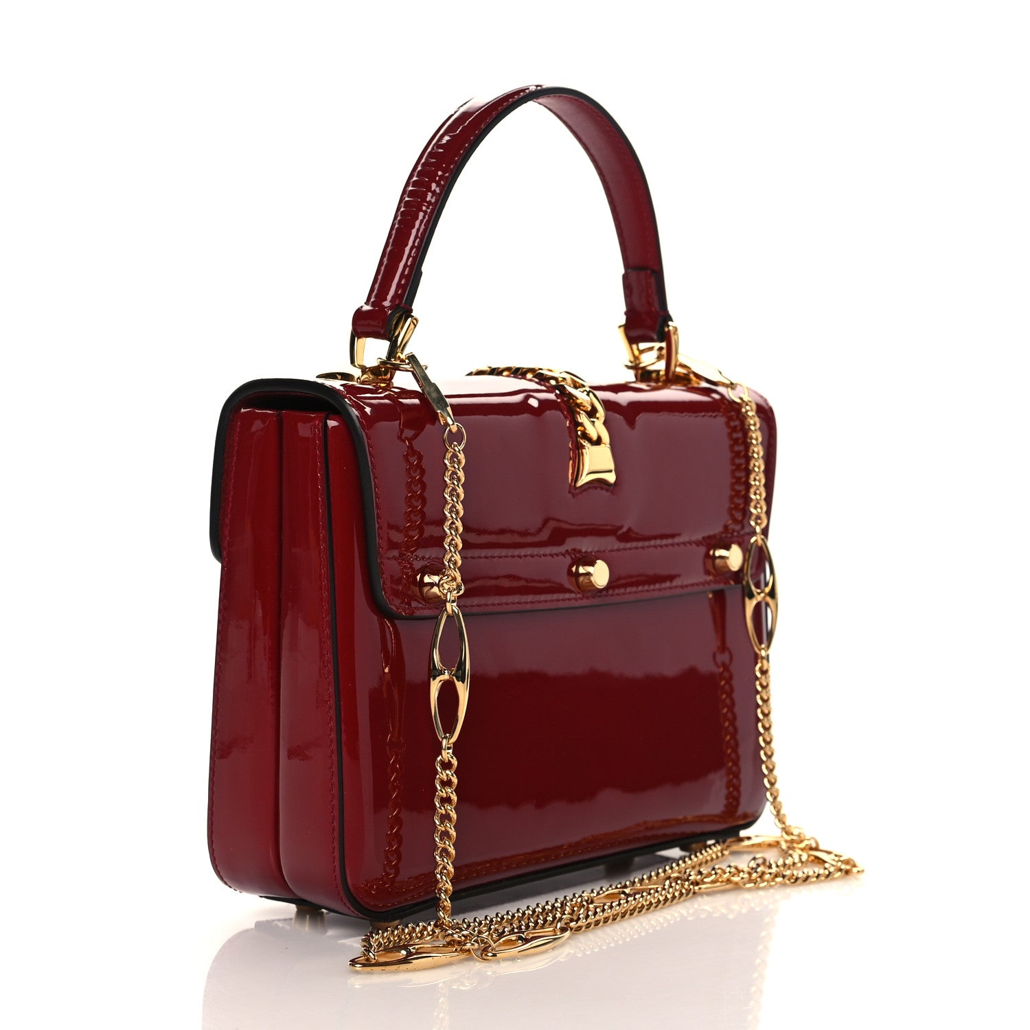 Gucci Mousse Top Patent Mini Sylvie 1969 Top Handle Bag New Cherry Red 3 of 12