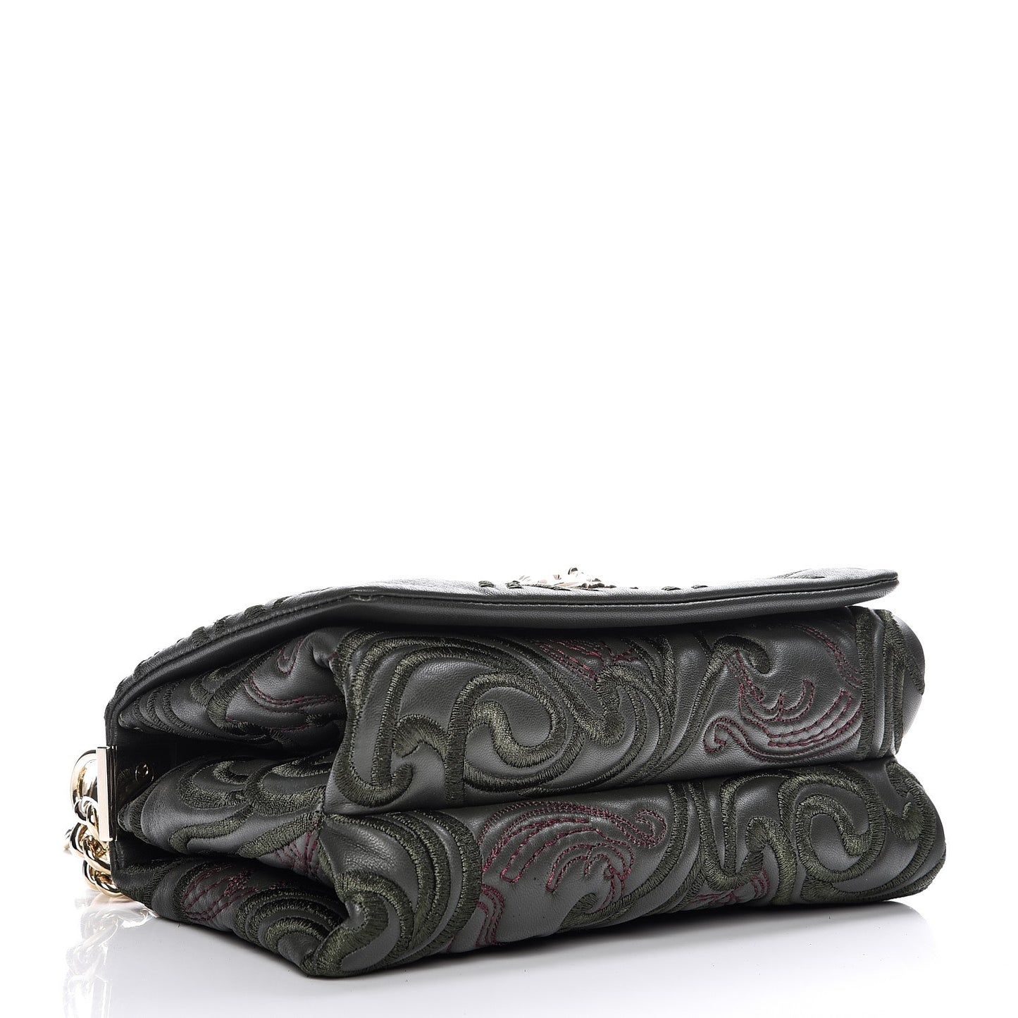 Nappa Embroidered Baroque Palazzo Sultan Shoulder Bag Green