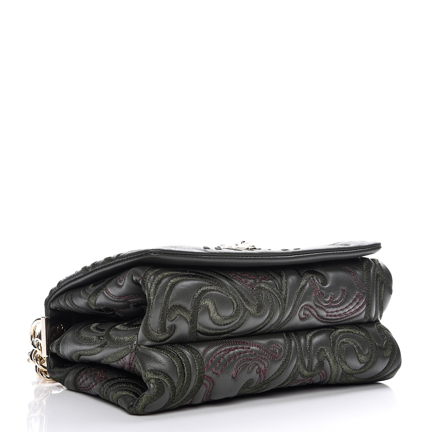 Versace Nappa Embroidered Baroque Palazzo Sultan Shoulder Bag Green 4 of 7