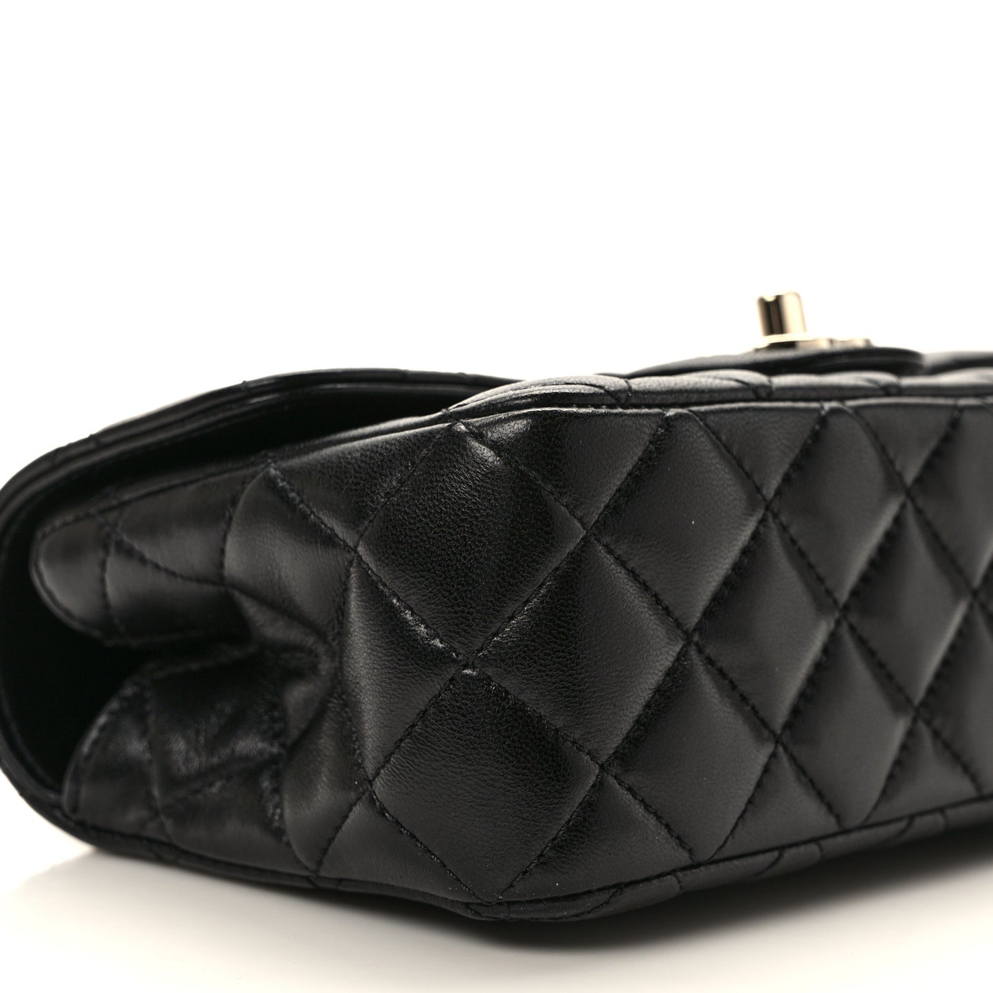Lambskin Quilted Mini Crystal Top Handle Rectangular Flap Black