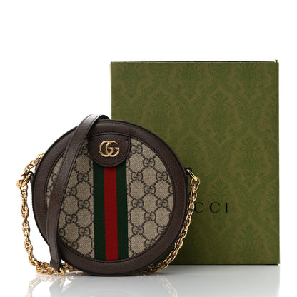 Gucci GG Supreme Monogram Web Mini Ophidia Round Shoulder Bag Brown 11 of 11